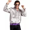 Męska srebrna koszula disco, Rozmiar: Medium (50/52)