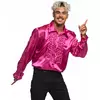 Męska różowa koszula disco, Rozmiar: Medium (50/52)