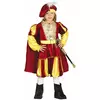 Czerwono-żółty aksamitny kostium króla dla chłopców, Rozmiar: 5-6 lat (110-115 cm)