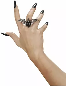 Halloweenowy gotycki pierścień nietoperza