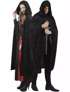 Czarna aksamitna peleryna 170 cm Halloween adule