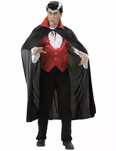 Dorosła peleryna wampira na Halloween z czerwonym kołnierzem