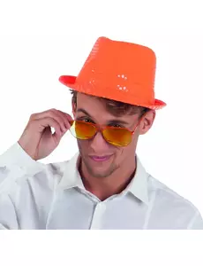 Czapka Borsalino z pomarańczowymi cekinami dla dorosłych