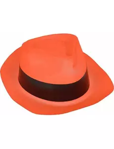 Dorosły neonowy pomarańczowy kapelusz gangstera