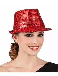 Czapka Borsalino czerwona cekinowa dla dorosłych