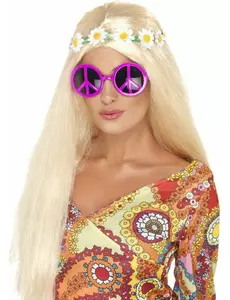 Okulary dla dorosłych w kolorze różowym hippie