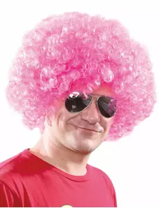 Różowa peruka afro disco dla dorosłych