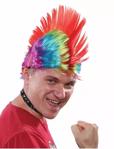 Wielokolorowa peruka punkowa męska
