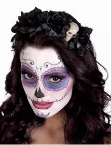 Dia de los muertos kobieta czaszka czarna róża opaska
