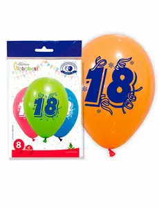 8 Cyfra 18 kolorowych balonów 30 cm