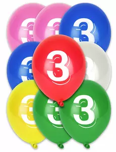 8 Cyfra 3 kolorowe balony 30 cm