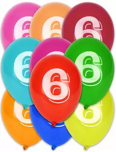 10 Balony kolorowe numer 6 30 cm