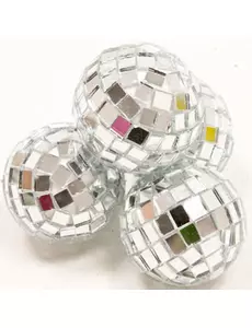 4 Mini srebrne kule disco 3,5 cm