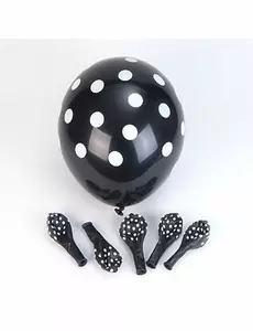 6 czarnych balonów lateksowych w białe kropki 30 cm