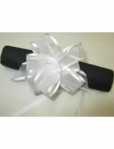 6 kokardek z białej organzy 10 cm