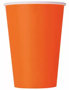 8 pomarańczowych kubków kartonowych 210 ml