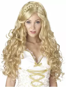 Peruka z kręconymi włosami bogini blond kobieta