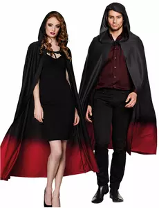 Halloweenowa peleryna dla dorosłych czerwona gradientowa czarna