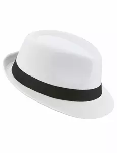 Biała czapka borsalino z czarnym paskiem dla dorosłych