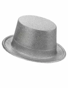 Plastikowy cylinder dla dorosłych ze srebrnym brokatem