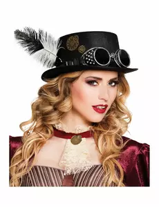 Czapka Steampunk dla dorosłych z zębatkami i piórami