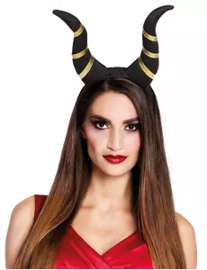 Halloweenowa kobieta Czarne demoniczne rogi