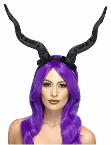 Halloweenowa opaska demona z dużymi rogami