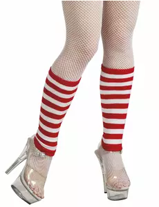 Legginsy w czerwono-białe paski dla dorosłych