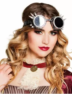 Srebrne gogle cyberpunkowe dla dorosłych Steampunk