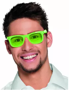 Neonowo zielone okulary dla dorosłych z lat 80