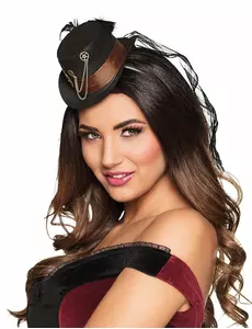 Mini kapelusz damski w stylu steampunk z kołem zębatym
