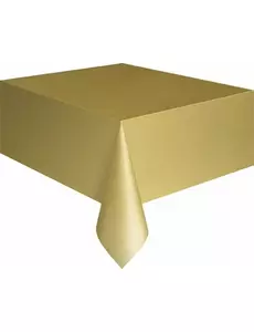 Obrus plastikowy prostokątny złoty 137 x 274 cm