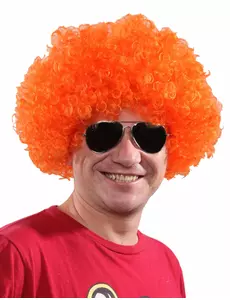 Peruka afro/klaun dla dorosłych standardowa pomarańczowa