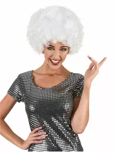 Peruka afro dla dorosłych Comfort White Disco