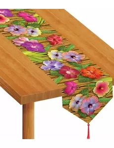 Hawajski bieżnik na stół z kwiatami hibiskusa 28cm x 1,8m