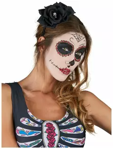 Opaska na głowę z czarnej róży Dia De Los Muertos dla dorosłych