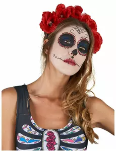 Opaska z czerwonym kwiatem Dia De Los Muertos dla dorosłych