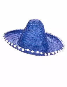 Niebieskie wykończenie z pomponami Sombrero dla dorosłych