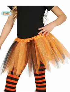 Dwukolorowa czarno-pomarańczowa spódniczka tutu dla dziewczynki z cekinami
