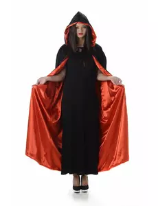 Peleryna z kapturem dla dorosłych w kolorze czerwonym i czarnym na Halloween