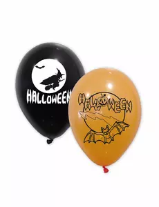 10 Halloweenowych balonów lateksowych czarno-pomarańczowych 30 cm