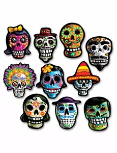 10 tekturowych dekoracji Mini Dia de los Muertos 12 x 9 cm