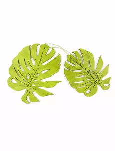 2 zielone drewniane liście tropikalne 11 cm