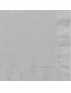 20 małych srebrnych papierowych serwetek 25 x 25 cm