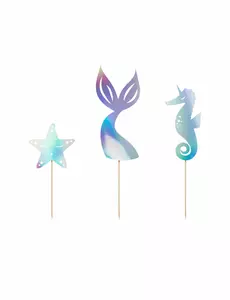 3 Holograficzny topper na ciasto syrenka 24,5 cm
