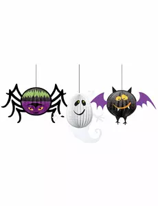 3 Halloweenowe wiszące dekoracje 3D