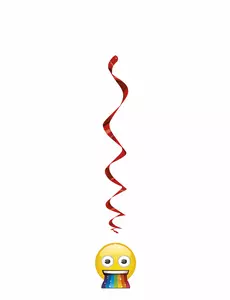 3 spiralne zawieszki Emoji Rainbow 66 cm