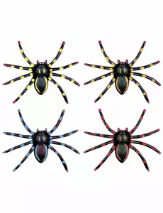 4 Neonowe Pająki Halloween 7,5 cm