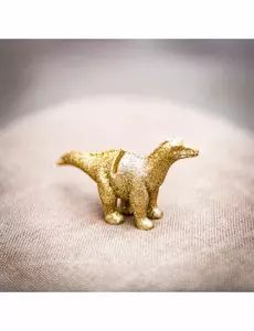 4 złote karteczki z żywicy dinozaurów brokatowych 9,5 x 5 cm