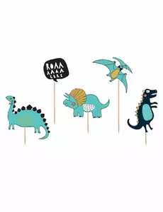 5 Tekturowych nakładek na ciasto niebieskie dinozaury 10,5 - 20 cm